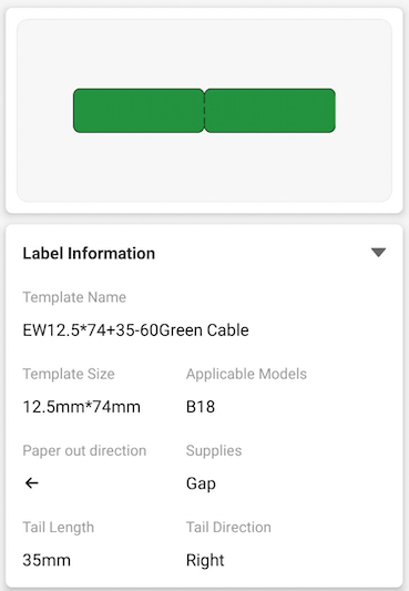 NB406 - NIIMBOT - B18 / N1 - 12.5X109MM - 60 GREEN CABLE LABELS