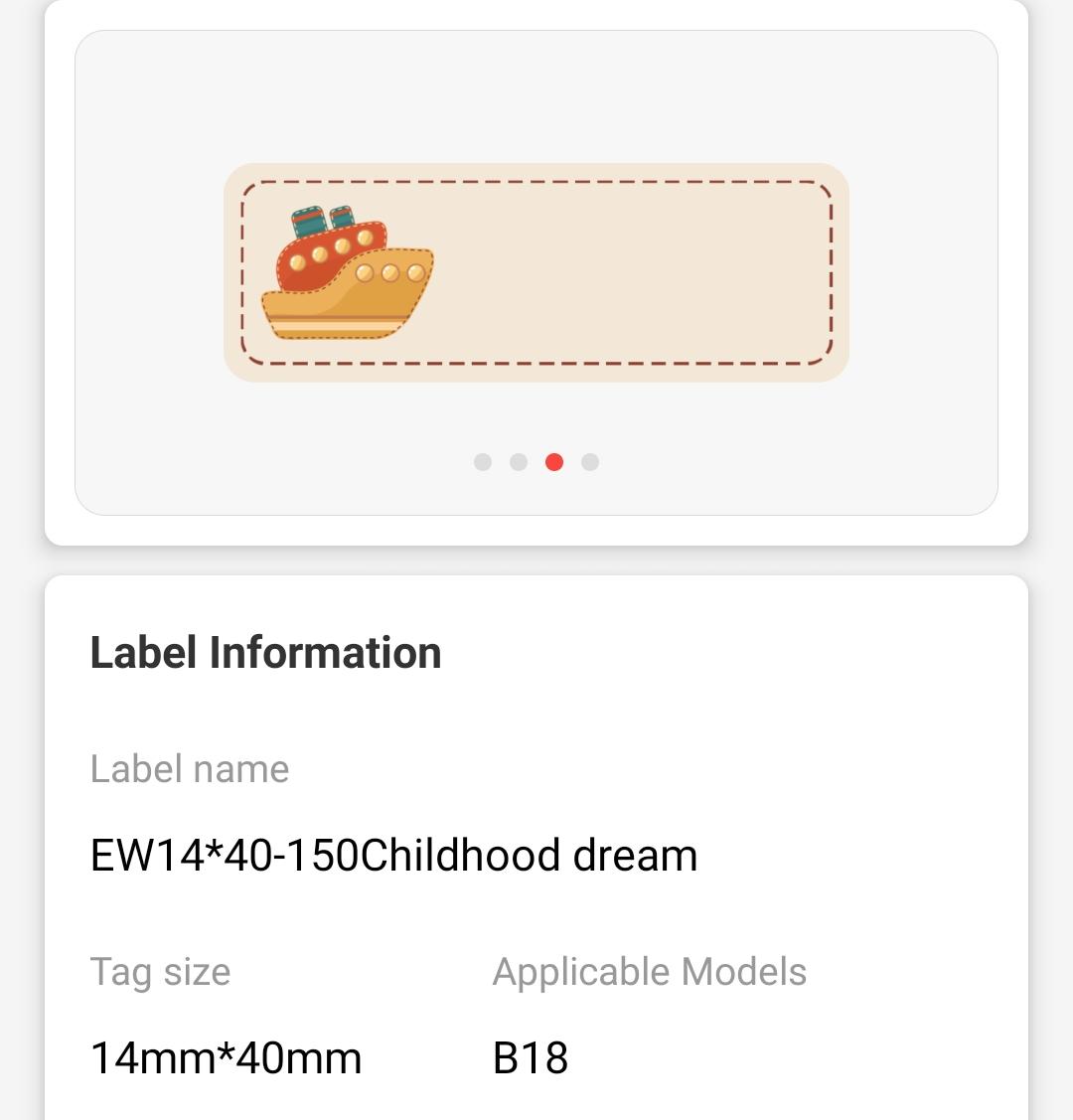NB419 - NIIMBOT - B18 / N1 - 14X40MM - 150 CHILD TRAVELLING LABELS