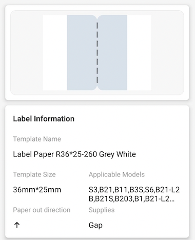 NB443 - NIIMBOT - B1 / B21 / B3S / B4 - 36X25MM - 260 GREY INDEX STICKER LABELS