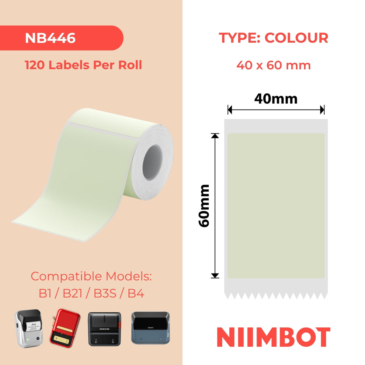 NIIMBOT-Gamme B-40 x 60 mm-Vert-120 étiquettes