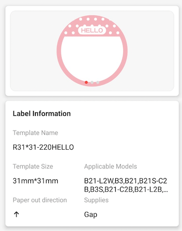 NB449 - NIIMBOT - B1 / B21 / B3S / B4 - 31X31MM - 220 HELLO LABELS