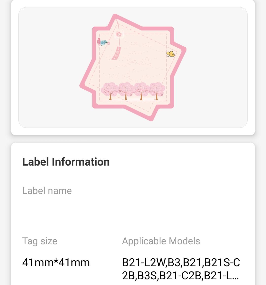 NB458 - NIIMBOT - B1 / B21 / B3S / B4 - 41X41MM - 170 CHERRY BLOSSOM LABELS