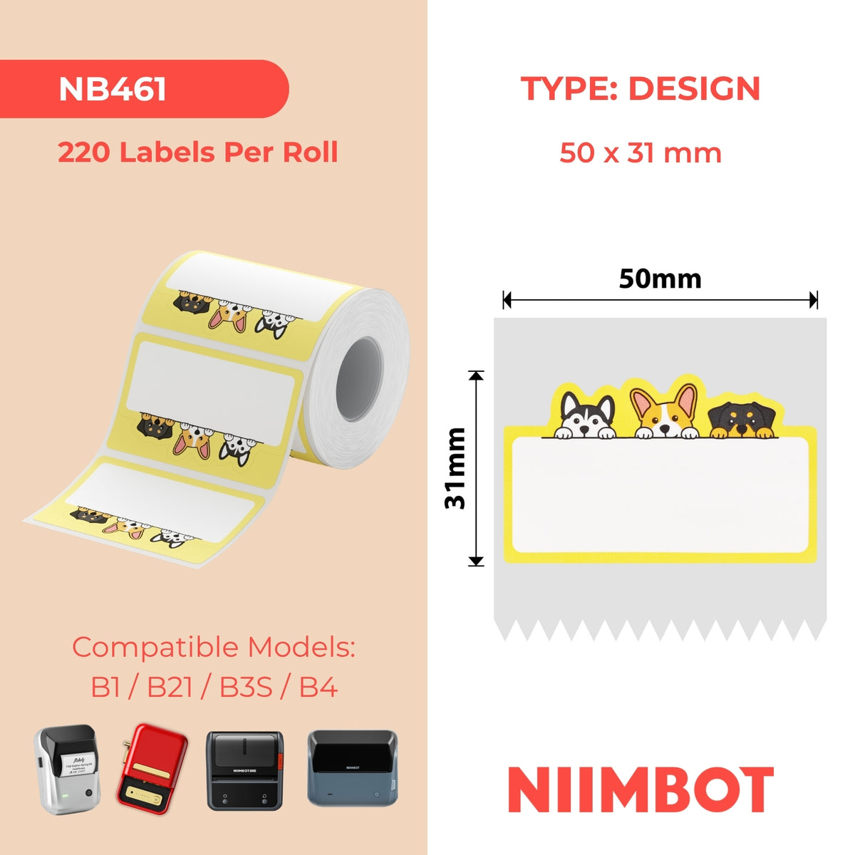 NIIMBOT - Gamma B - 50x31mm - Cane - 220 etichette