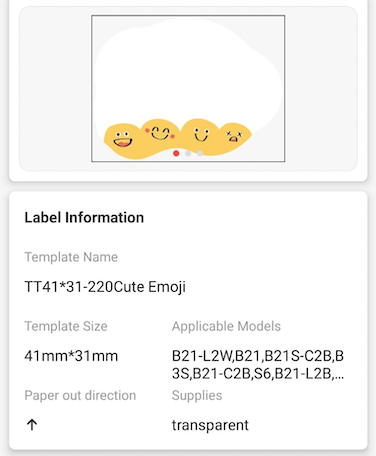 NB473 - NIIMBOT - B1 / B21 / B3S / B4 - 41X31MM - 220 CUTE EMOJIS LABELS