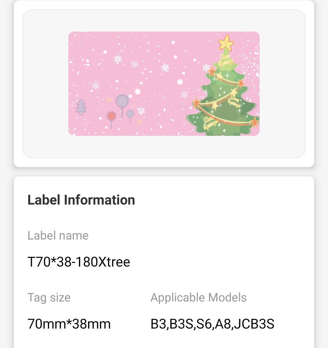 NB499 - NIIMBOT - B3S / B4 ONLY - 70X38MM - CHRISTMAS TREE LABELS