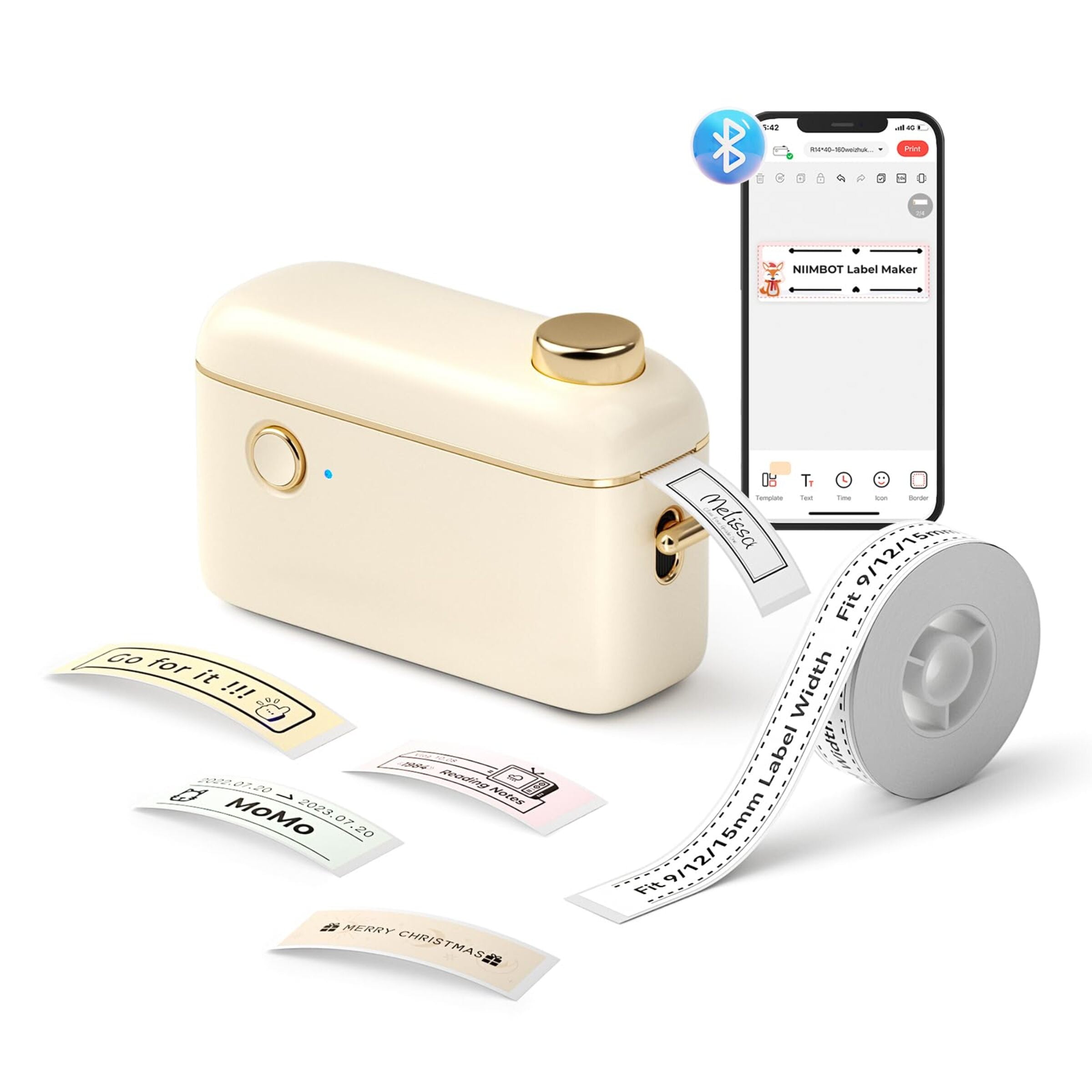 NB526 - NIIMBOT H1S - BLUETOOTH CONTINUOUS LABEL PRINTER INCL FREE LABEL - CREAM WHITE