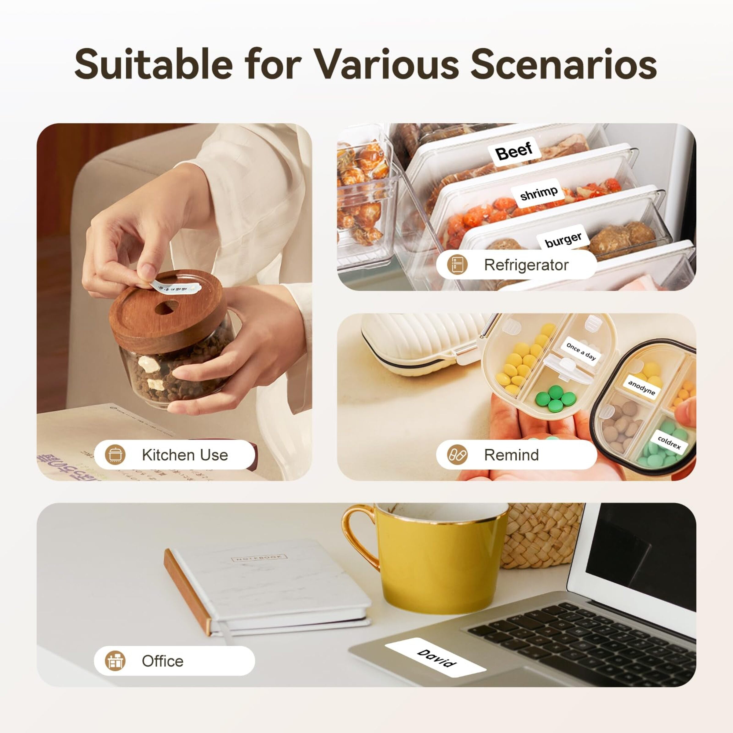 NB526 - NIIMBOT H1S - BLUETOOTH CONTINUOUS LABEL PRINTER INCL FREE LABEL - CREAM WHITE