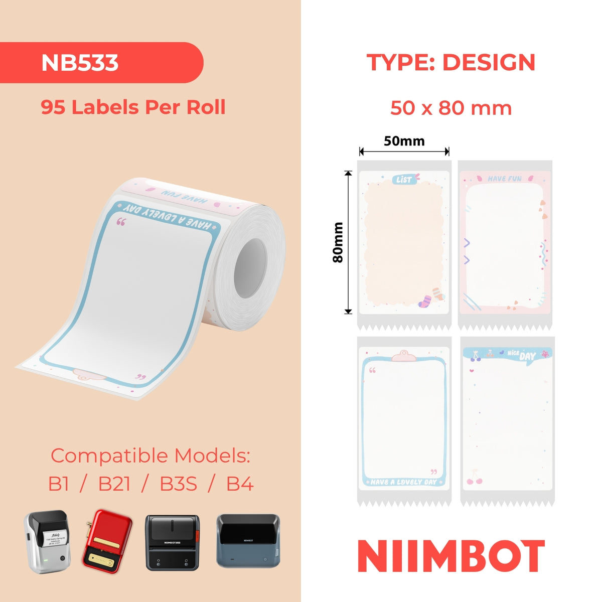 NIIMBOT - Serie B - 50x80mm - Sinfonia della Vita - 95 Etichette