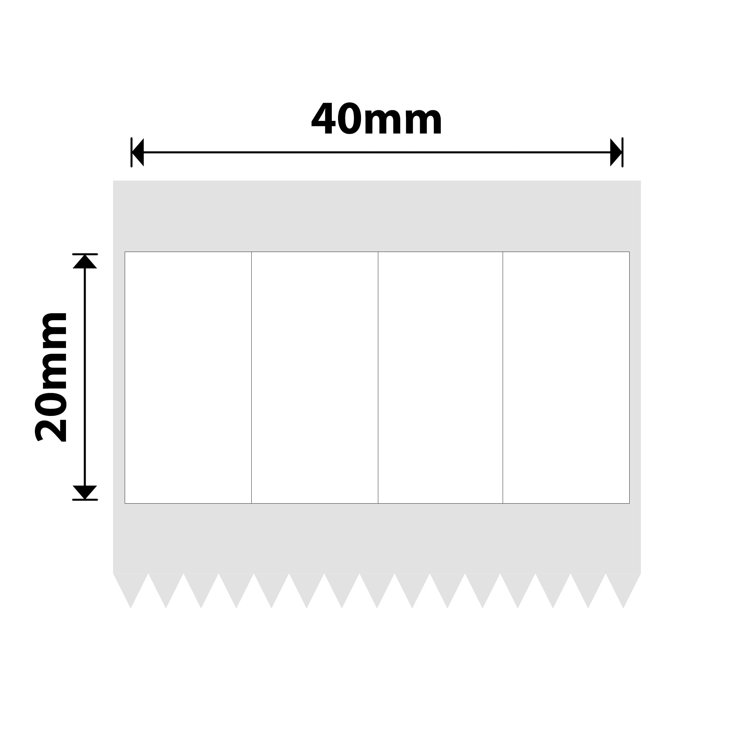 NB612 - Niimbot - B1 / B21 / B3S / B4 - 40x20mm - (10x20mm/4) - 1,200 White Labels