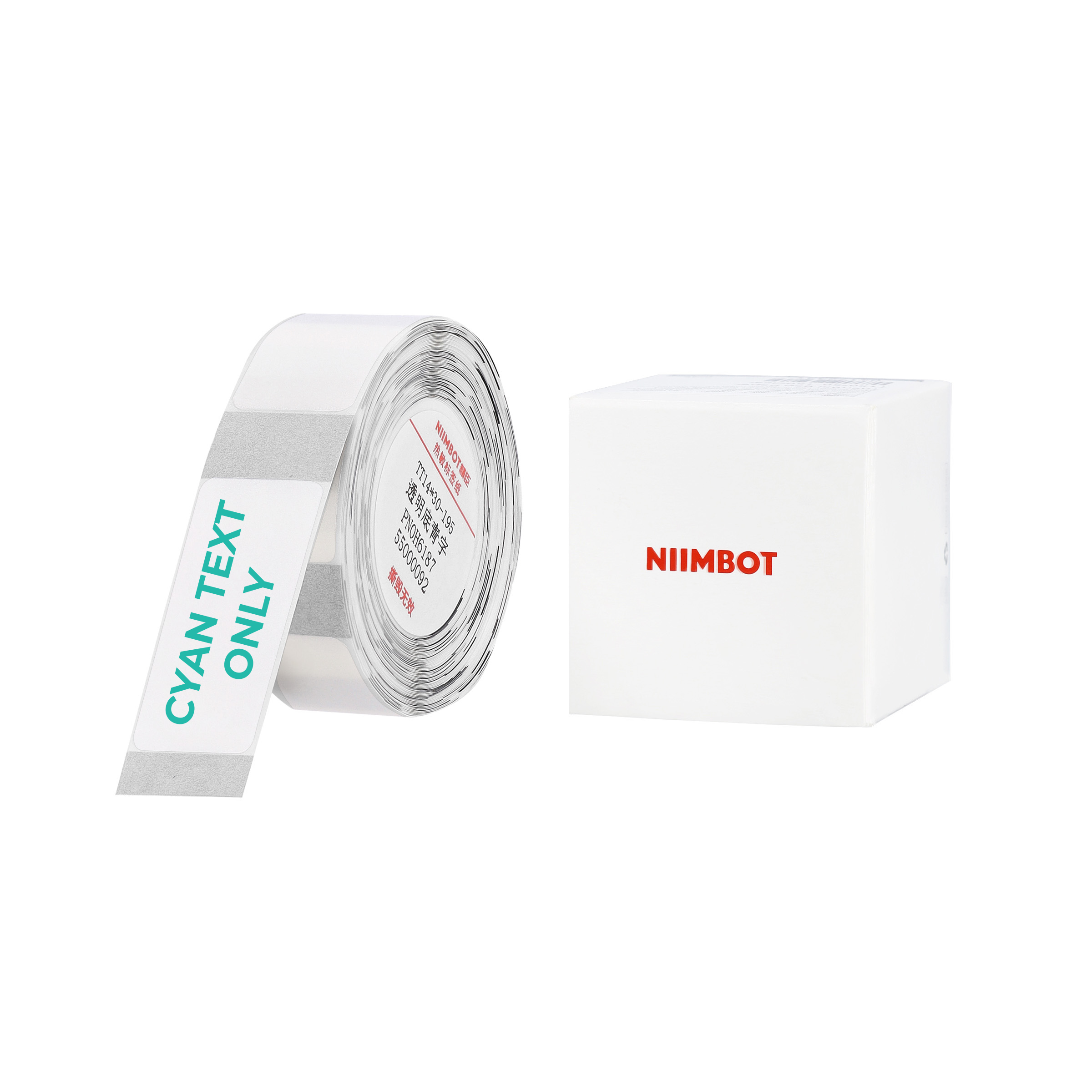 NB644 - NIIMBOT - D11 / D101 / D110 / H1S - 14X30MM - 195 TRANSPARENT CYAN TEXT ONLY LABELS