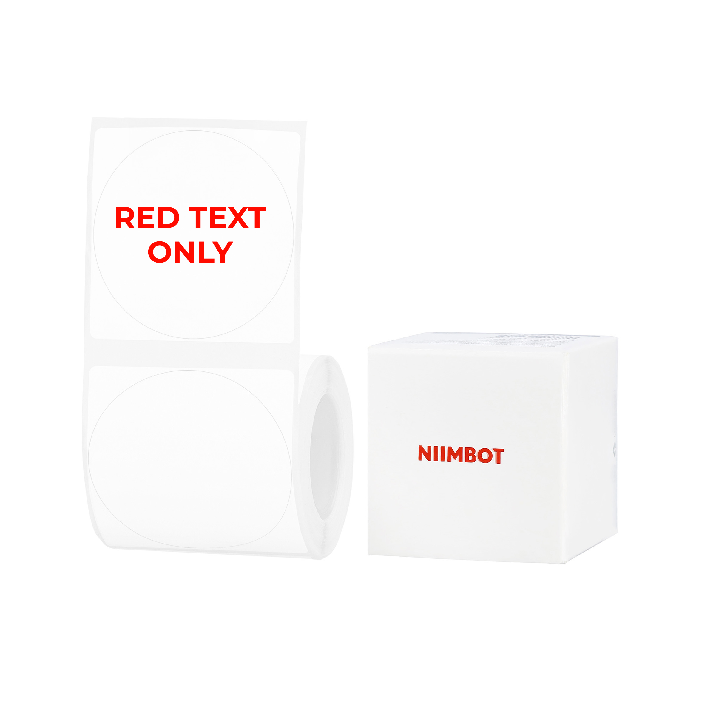 NB658 - NIIMBOT - B1 / B21 / B3S / B4 - 50X50MM - 145 WHITE ROUND RED TEXT ONLY LABELS