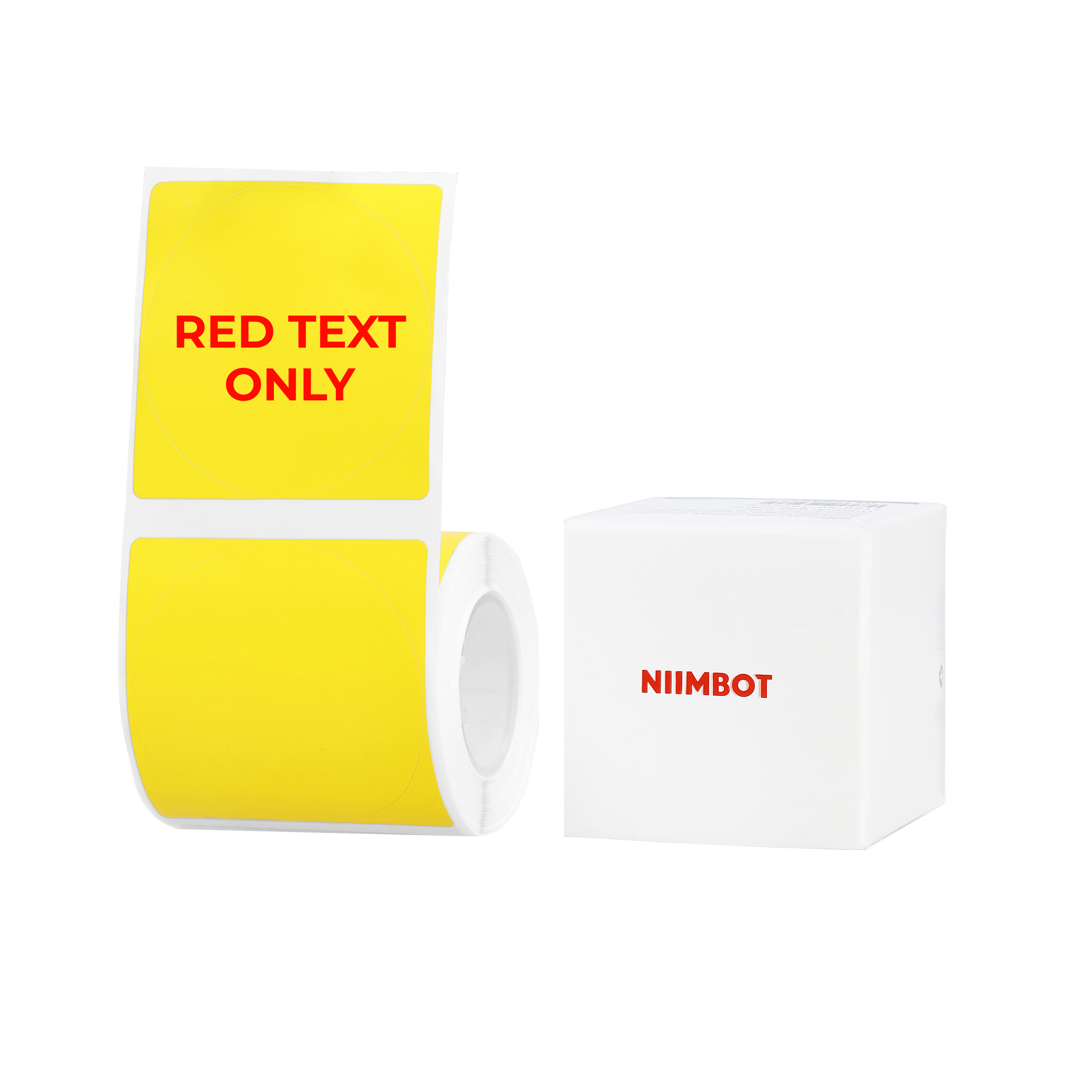 NB659 - NIIMBOT - B1 / B21 / B3S / B4 - 50X50MM - 145 YELLOW ROUND RED TEXT ONLY LABELS