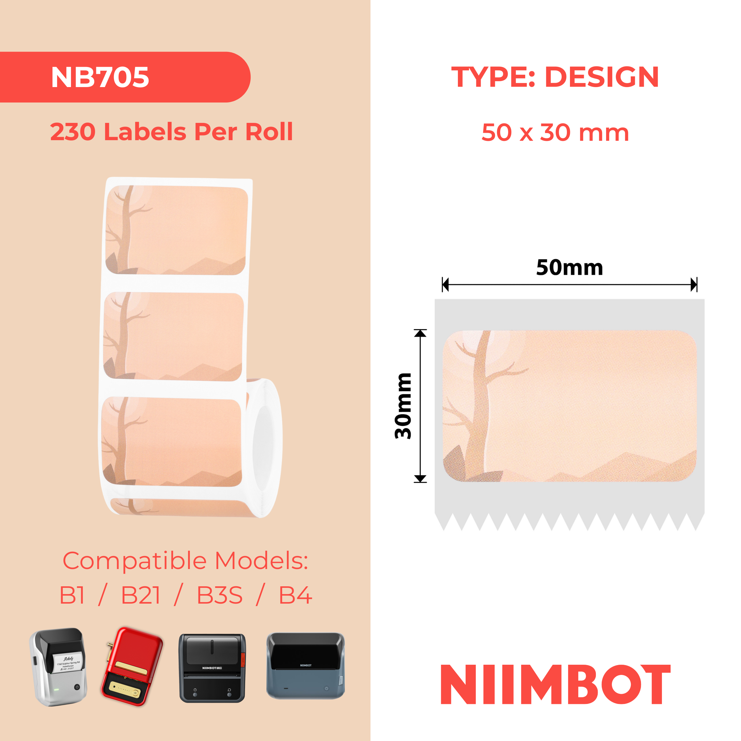 NB705 - NIIMBOT - B1 / B21 / B3S / B4 - 50X30MM - 230 AUTUMN SCENE LABELS