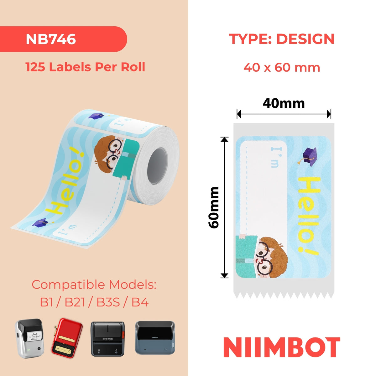 NIIMBOT-Gamme B-40x60mm-Future Star-125 étiquettes