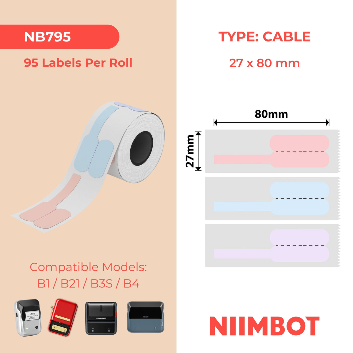 NIIMBOT - Gamma B - 27x80mm - Cavo nebulizzatore - 95 etichette