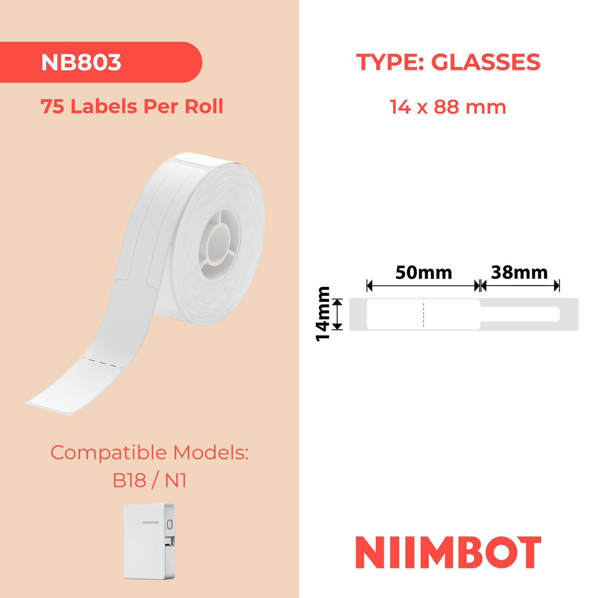 NIIMBOT-N1-14x50+38mm-Lunettes-75 Étiquettes