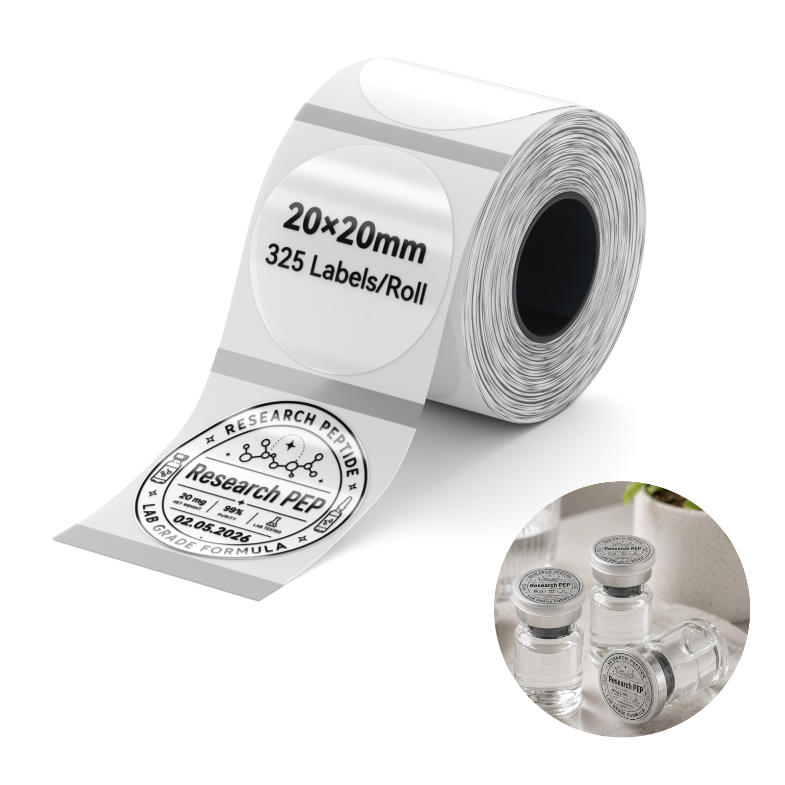 NB890 - Niimbot - M2 / M3 - 20x20mm - 325 Transparent Round Labels