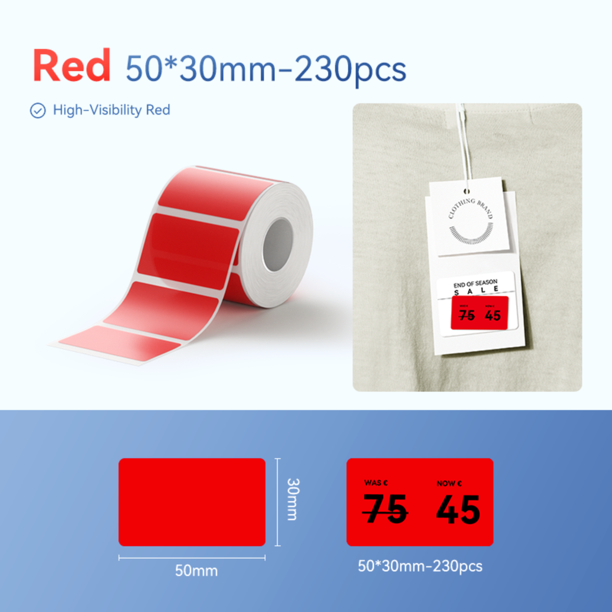 NIIMBOT-Gamme B-50 x 30 mm-Rouge-230 étiquettes