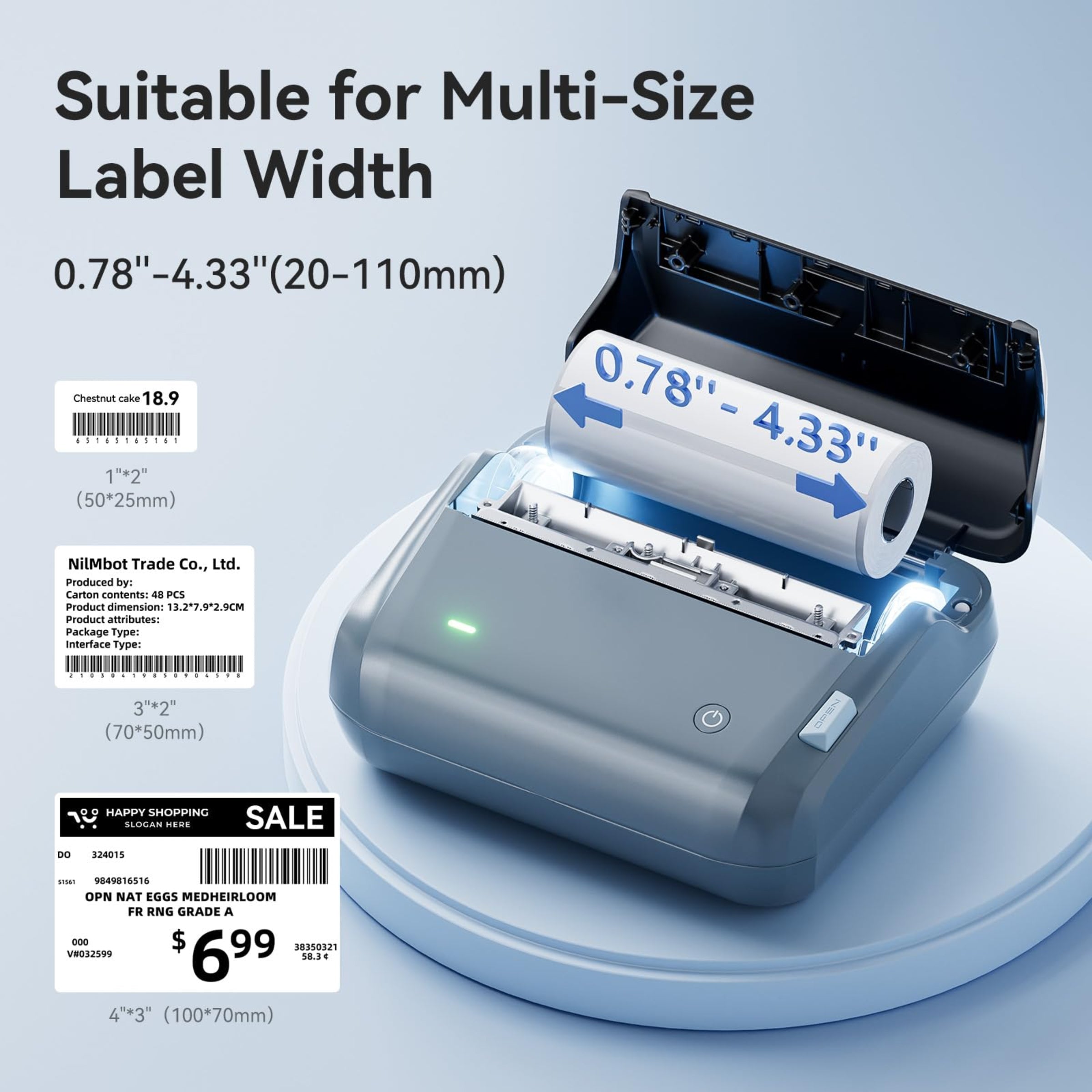 NB609 - NIIMBOT - B4 - BLUETOOTH SHIPPING THERMAL LABEL PRINTER INCL FREE LABEL ROLL