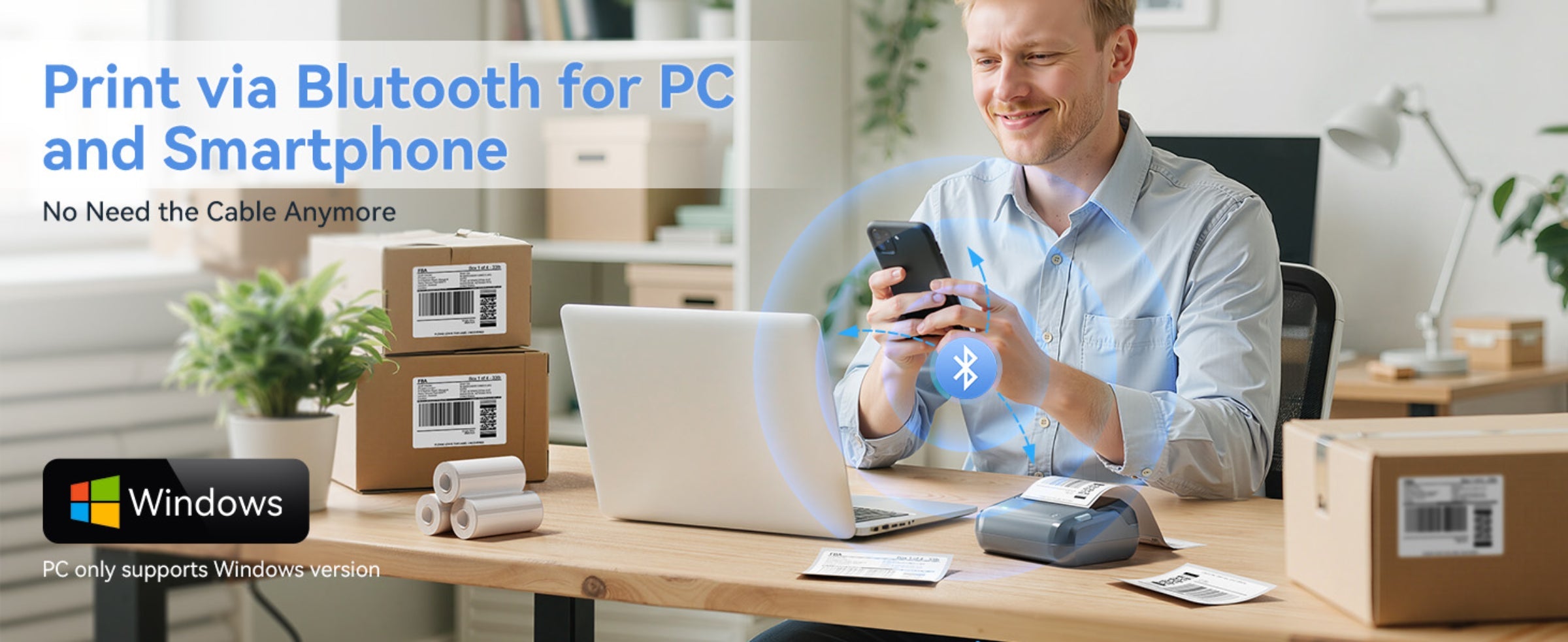 NB609 - NIIMBOT - B4 - BLUETOOTH PORTABLE SHIPPING THERMAL LABEL PRINTER WITH FREE ROLL
