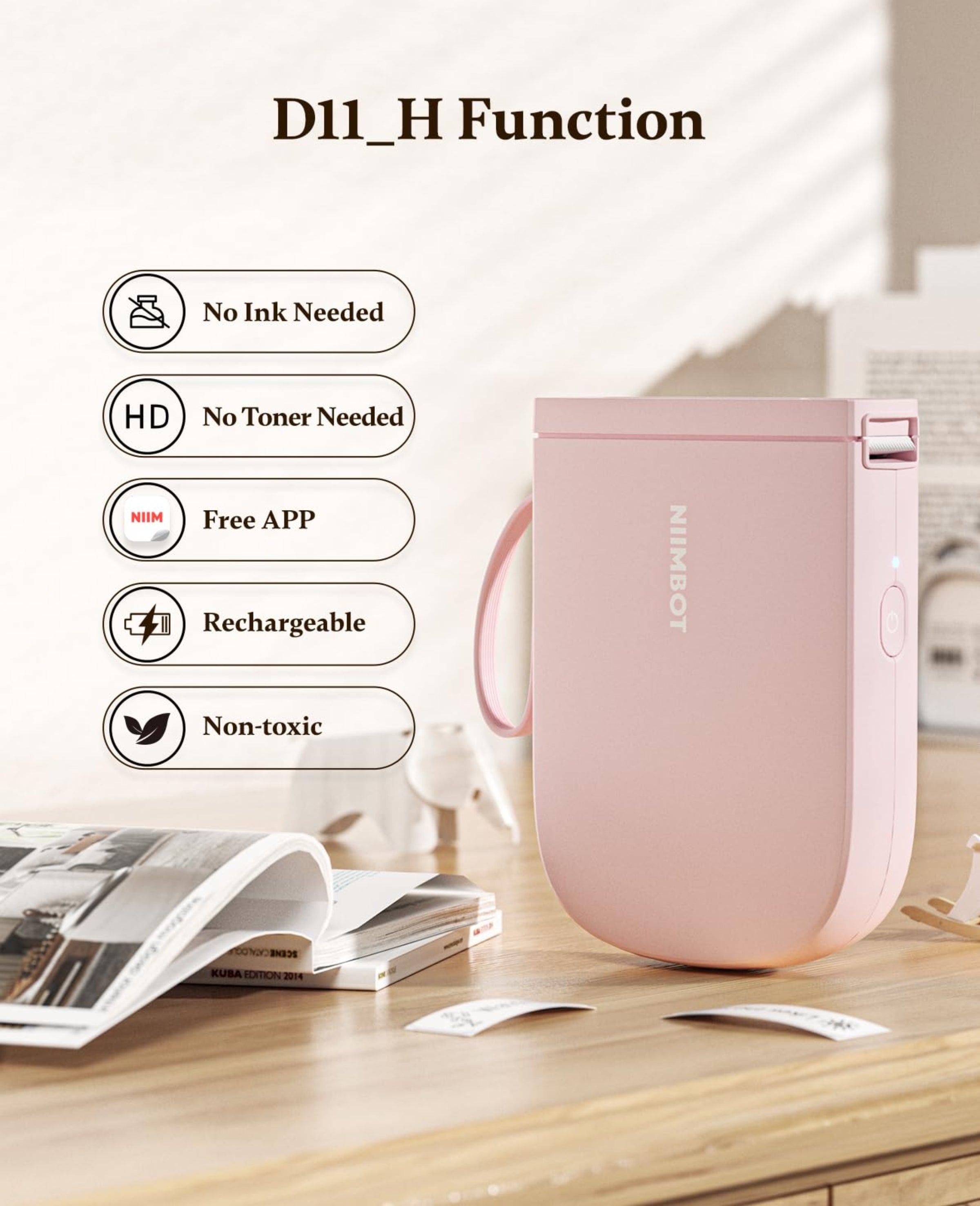 NB525 - NIIMBOT - D11_H - 300DPI - PORTABLE BLUETOOTH LABEL PRINTER INC FREE LABEL ROLL