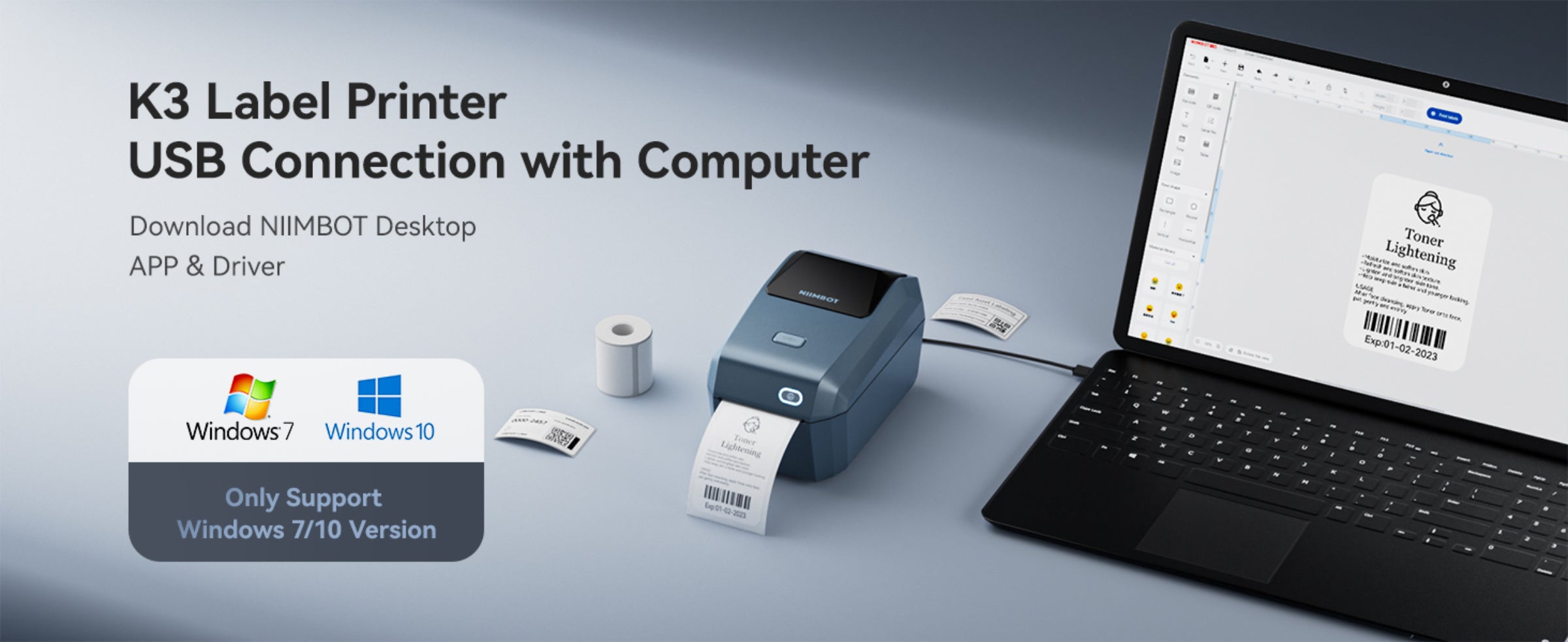 NB605 - NIIMBOT - K3 - THERMAL BUSINESS BLUETOOTH LABEL PRINTER - INCL 50X30MM LABEL ROLL WITH 900 LABELS