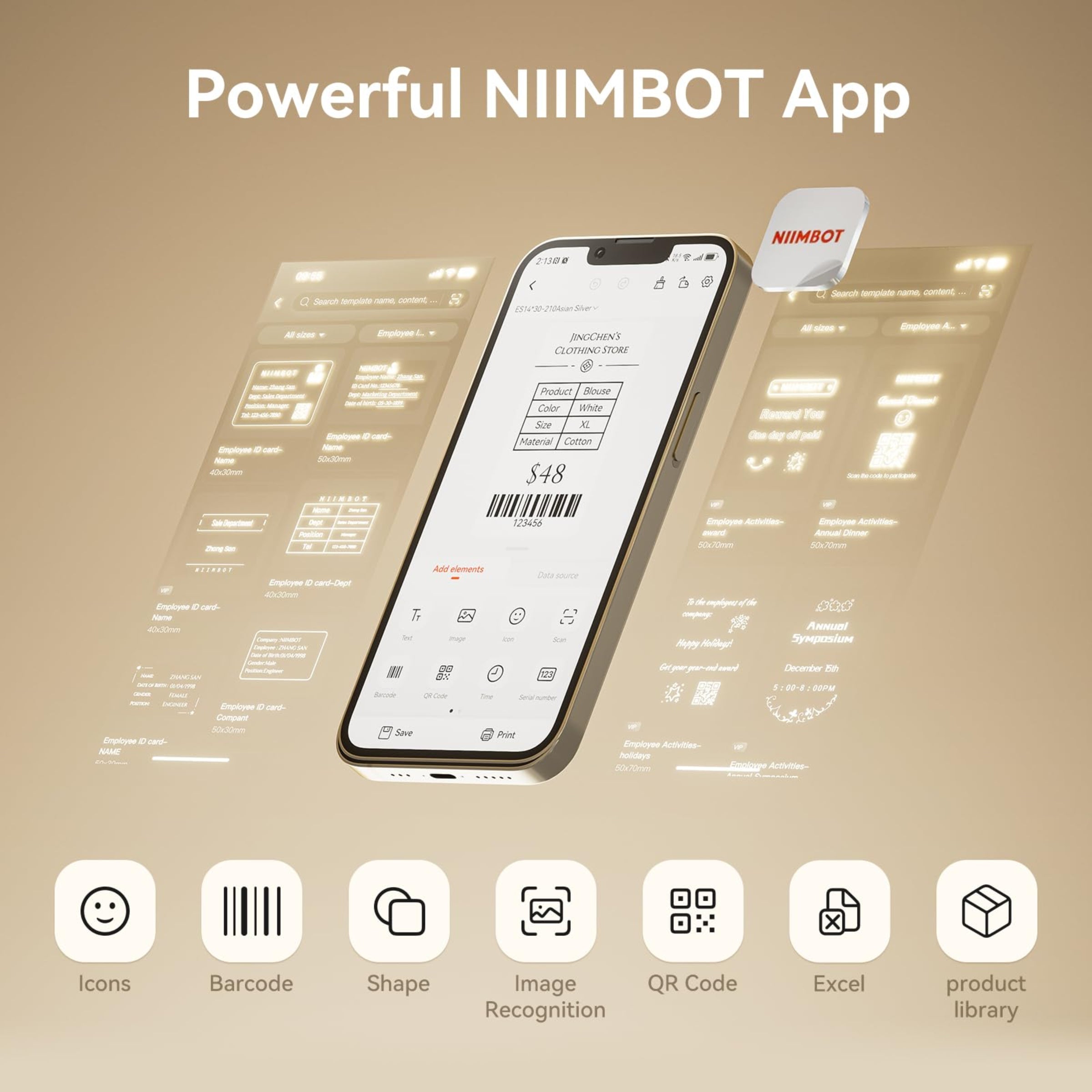 NIIMBOT - K3_W - IMPRIMANTE D'ÉTIQUETTES THERMIQUE PROFESSIONNELLE BLUETOOTH ET WIFI - INCLUT UN ROULEAU D'ÉTIQUETTES 50*30MM DE 900 ÉTIQUETTES