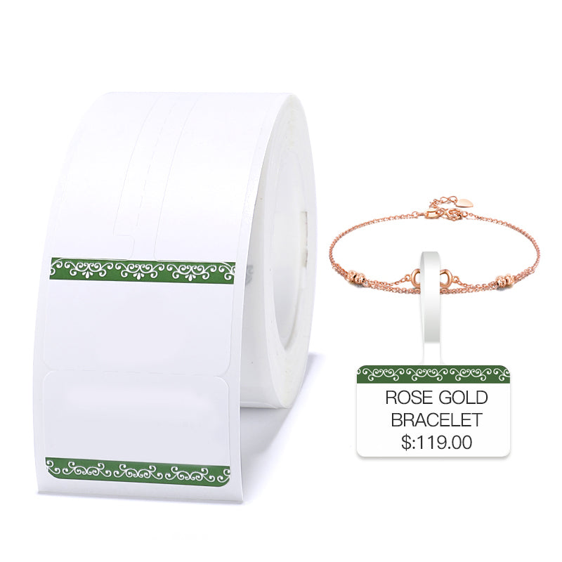 NB208 - NIIMBOT - B1 / B21 / B3S / B4 - 25X75MM - 100 GREEN BORDER RING JEWELLERY LABELS