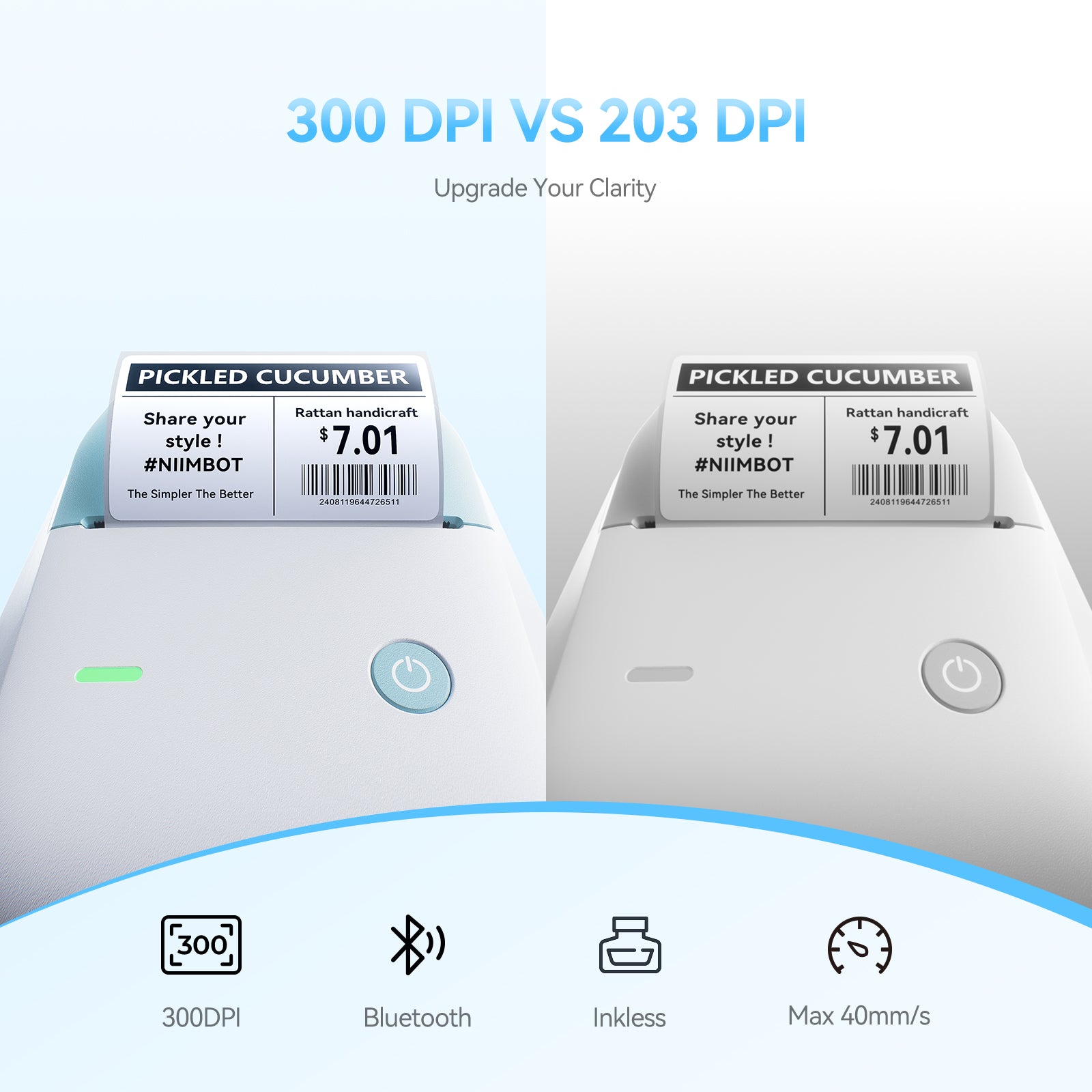 NB806 - NIIMBOT - B1_PRO - 300DPI - PORTABLE THERMAL LABEL PRINTER INCL FREE LABEL