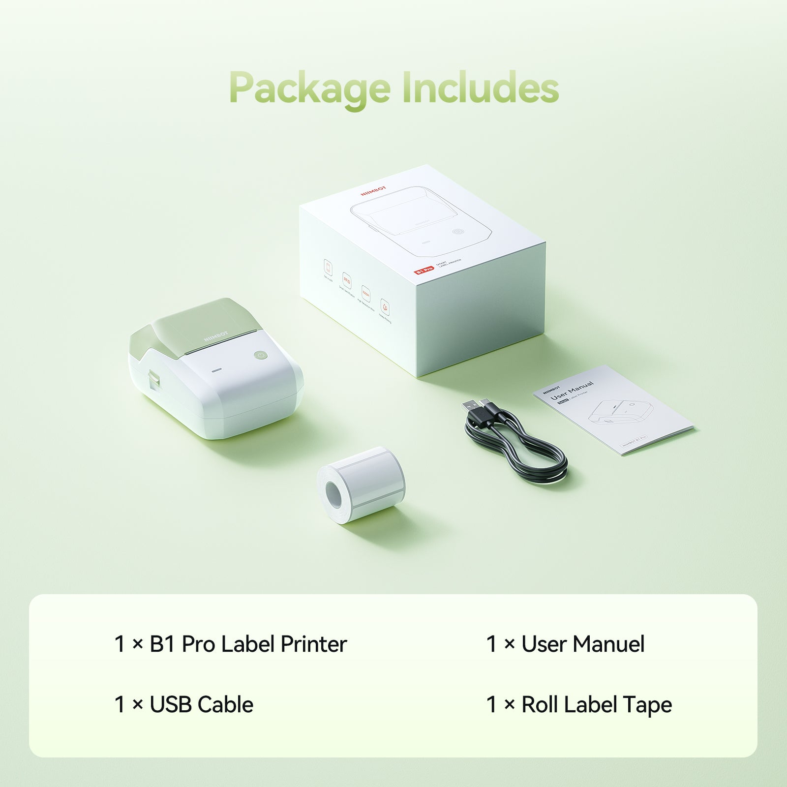 NB806 - NIIMBOT - B1_PRO - 300DPI - PORTABLE THERMAL LABEL PRINTER INCL FREE LABEL