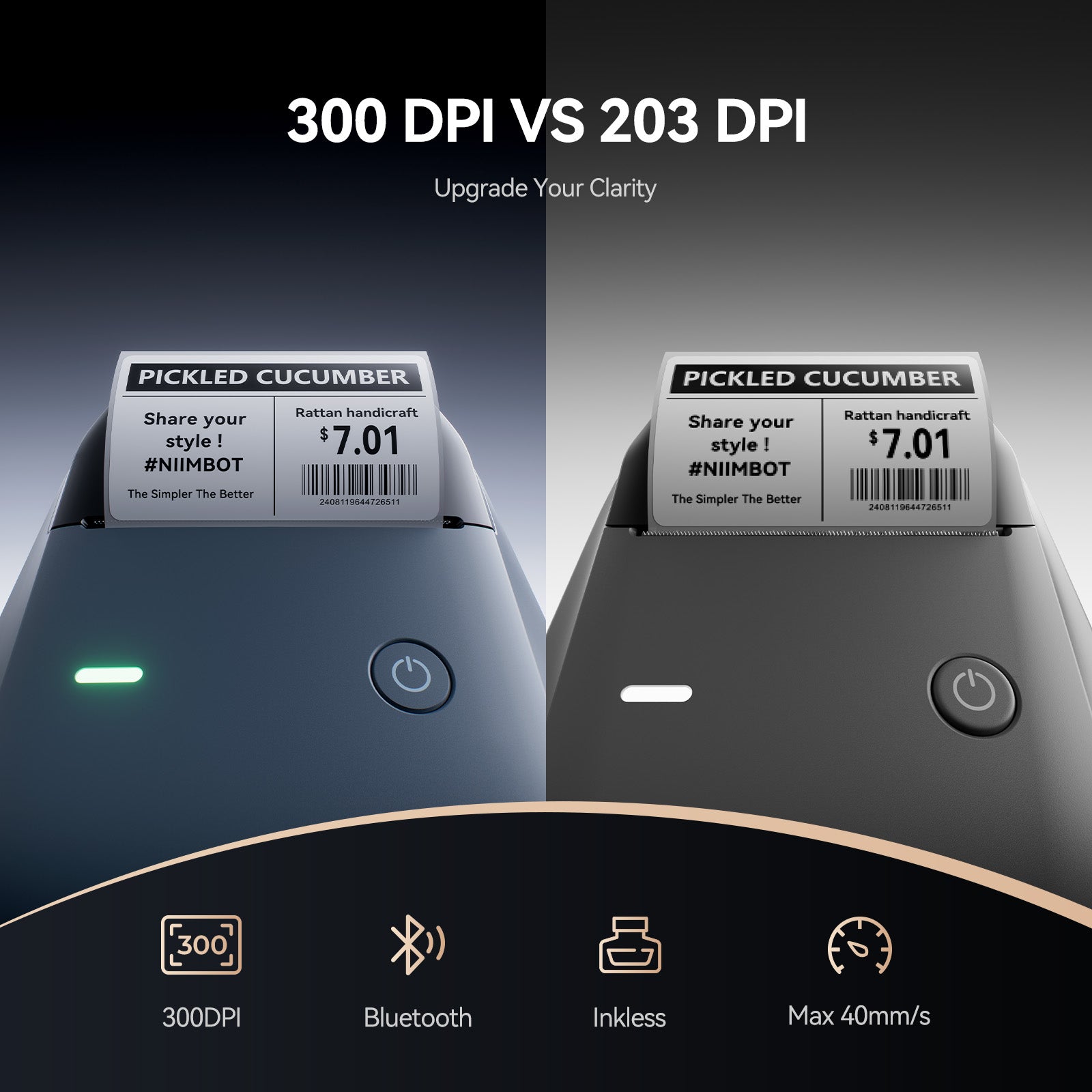 NB806 - NIIMBOT - B1_PRO - 300DPI - PORTABLE THERMAL LABEL PRINTER INCL FREE LABEL
