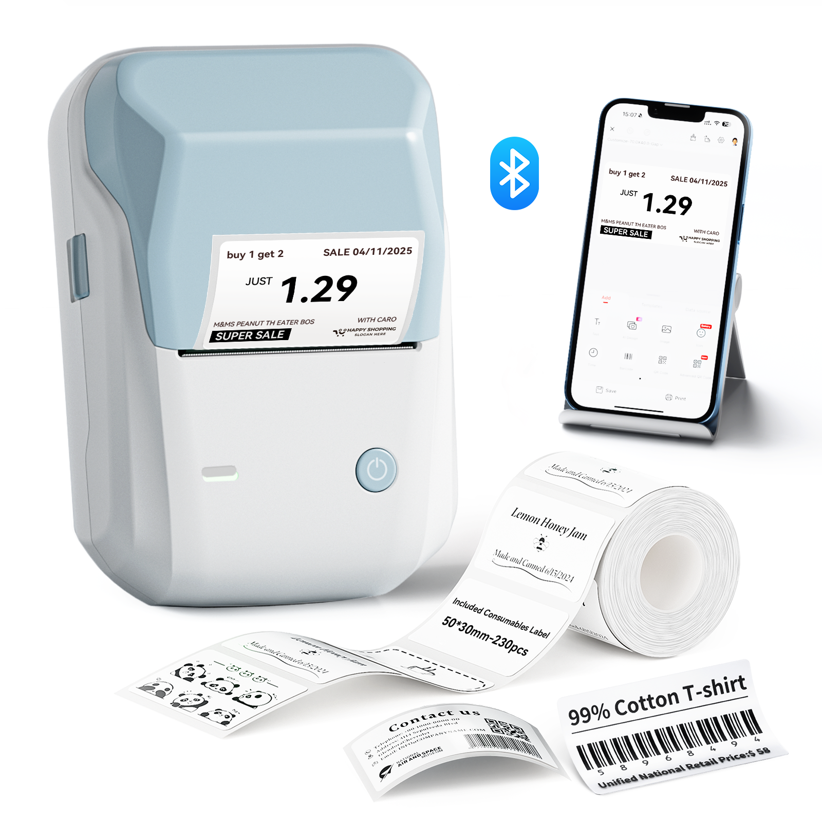 NB493 - NIIMBOT - B1 - PORTABLE THERMAL LABEL BLUETOOTH PRINTER INCL FREE WHITE LABEL (50X30MM)