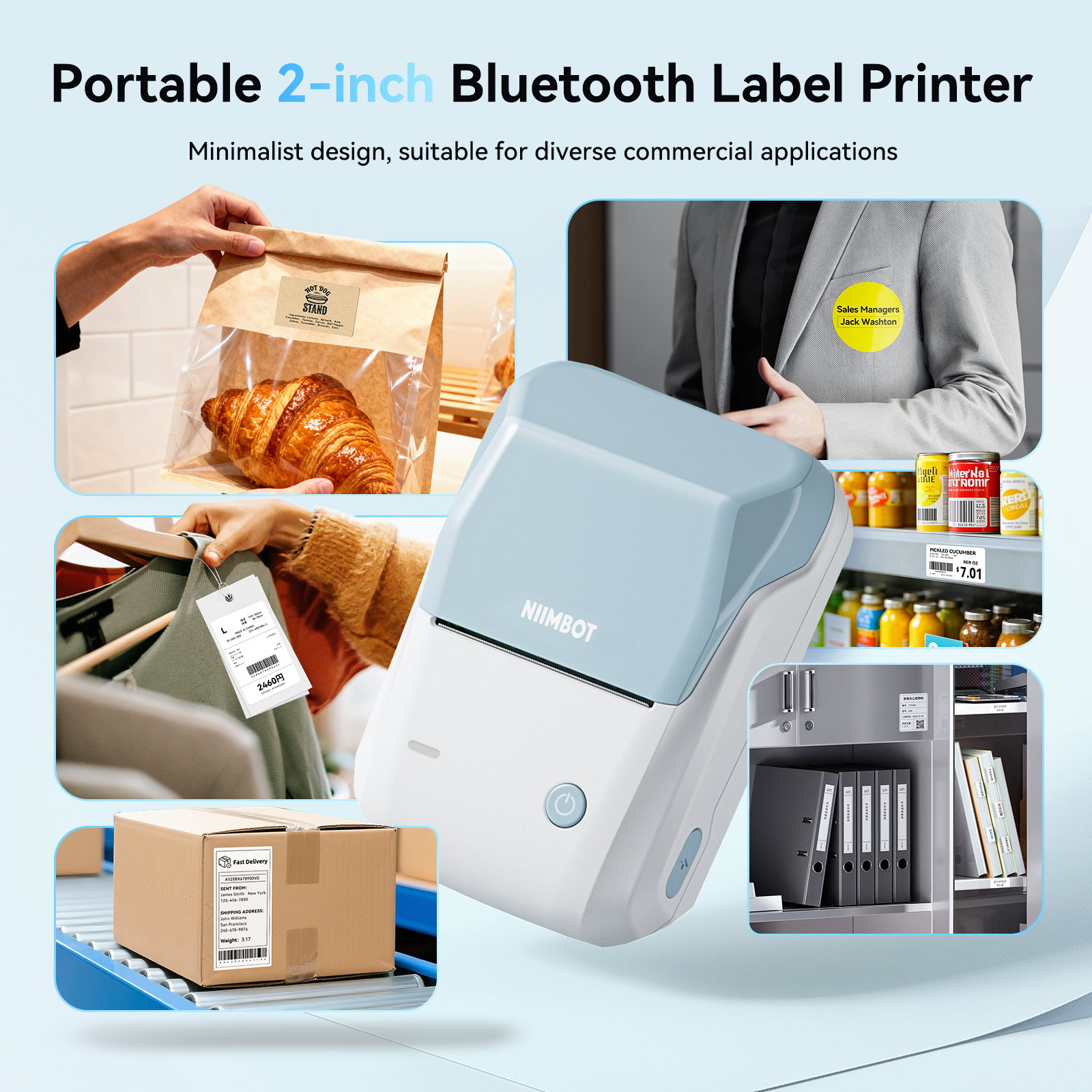 NB493 - NIIMBOT - B1 - PORTABLE THERMAL LABEL BLUETOOTH PRINTER INCL FREE WHITE LABEL (50X30MM)