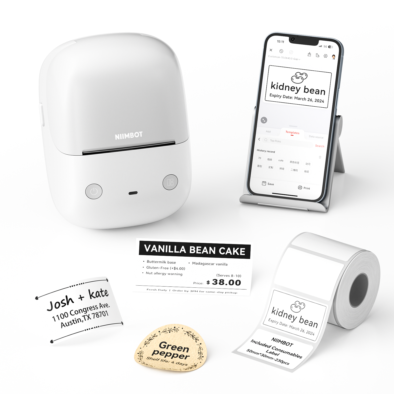 NB807 - NIIMBOT - B2 - 203DPI - PORTABLE THERMAL LABEL PRINTER INCL FREE LABEL