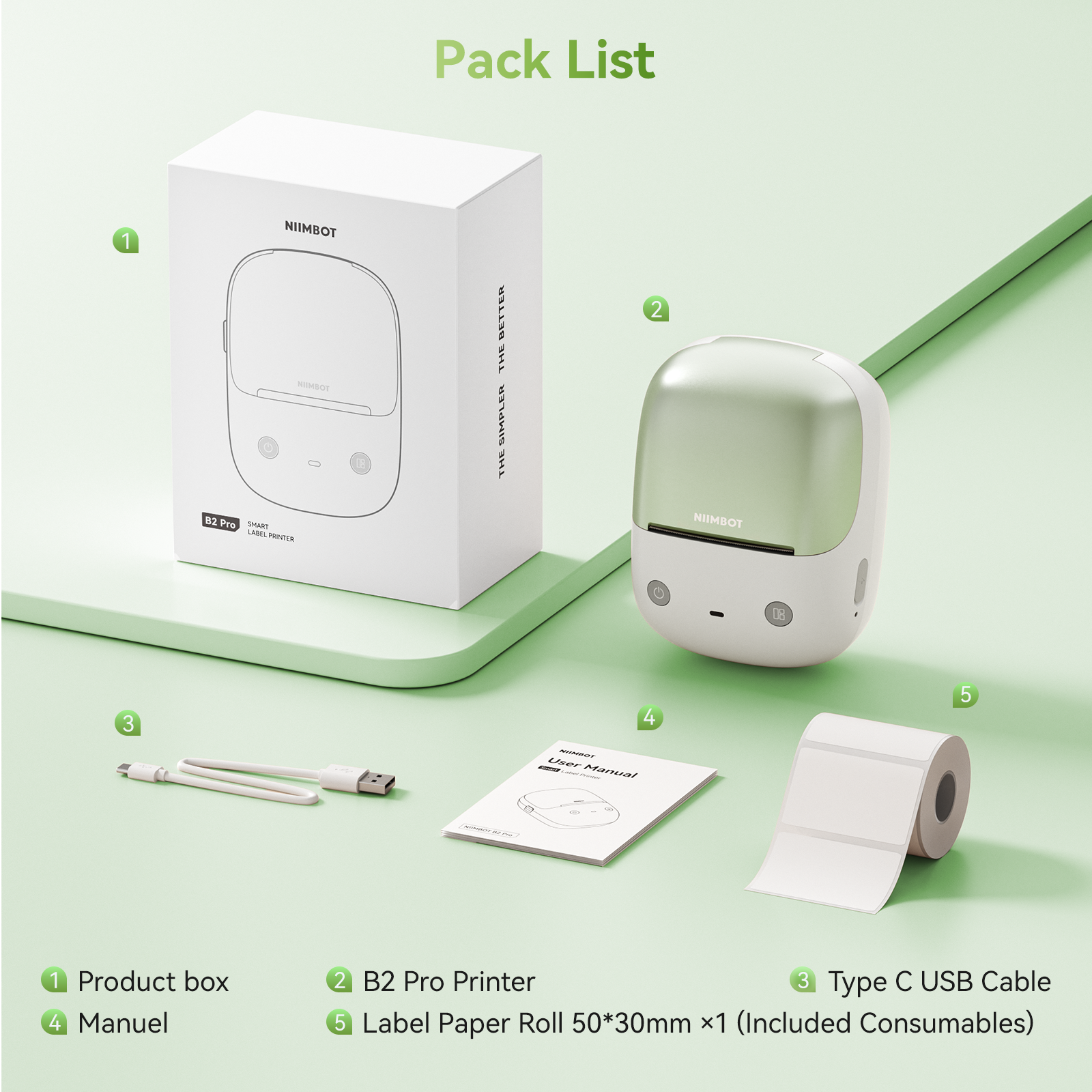 NB808 - NIIMBOT - B2_PRO - 300DPI - PORTABLE THERMAL LABEL PRINTER INCL FREE LABEL