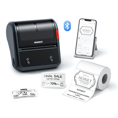 NB119 - NIIMBOT - B3S_PRO - PORTABLE THERMAL LABEL BLUETOOTH PRINTER INCL FREE LABEL (70X40MM)