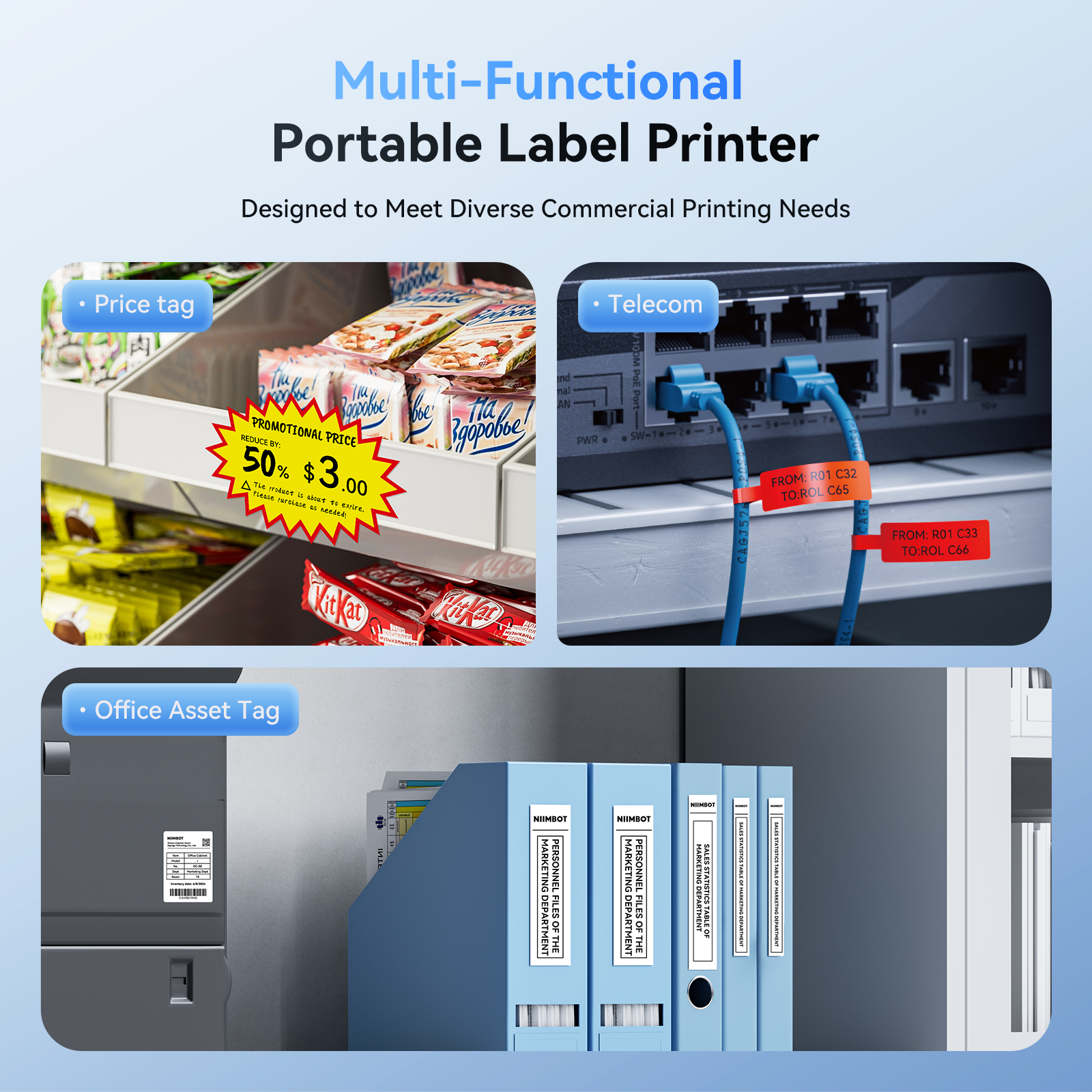 NB119 - NIIMBOT - B3S_PRO - PORTABLE THERMAL LABEL BLUETOOTH PRINTER INCL FREE LABEL (70X40MM)