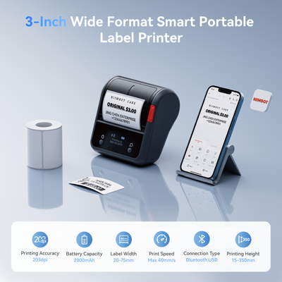 NB119 - NIIMBOT - B3S_PRO - PORTABLE THERMAL LABEL BLUETOOTH PRINTER INCL FREE LABEL (70X40MM)