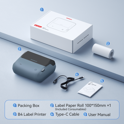 NB609 - NIIMBOT - B4 - BLUETOOTH PORTABLE SHIPPING THERMAL LABEL PRINTER WITH FREE ROLL