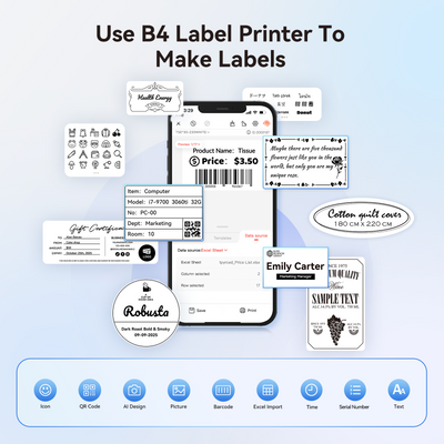 NB609 - NIIMBOT - B4 - BLUETOOTH PORTABLE SHIPPING THERMAL LABEL PRINTER WITH FREE ROLL