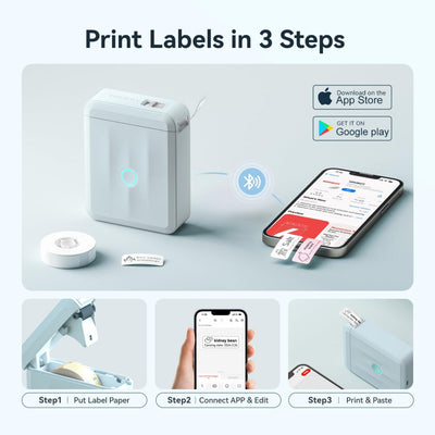 NB524 - NIIMBOT - D110_M - PORTABLE BLUETOOTH LABEL PRINTER INCL FREE LABEL ROLL (12X40MM)