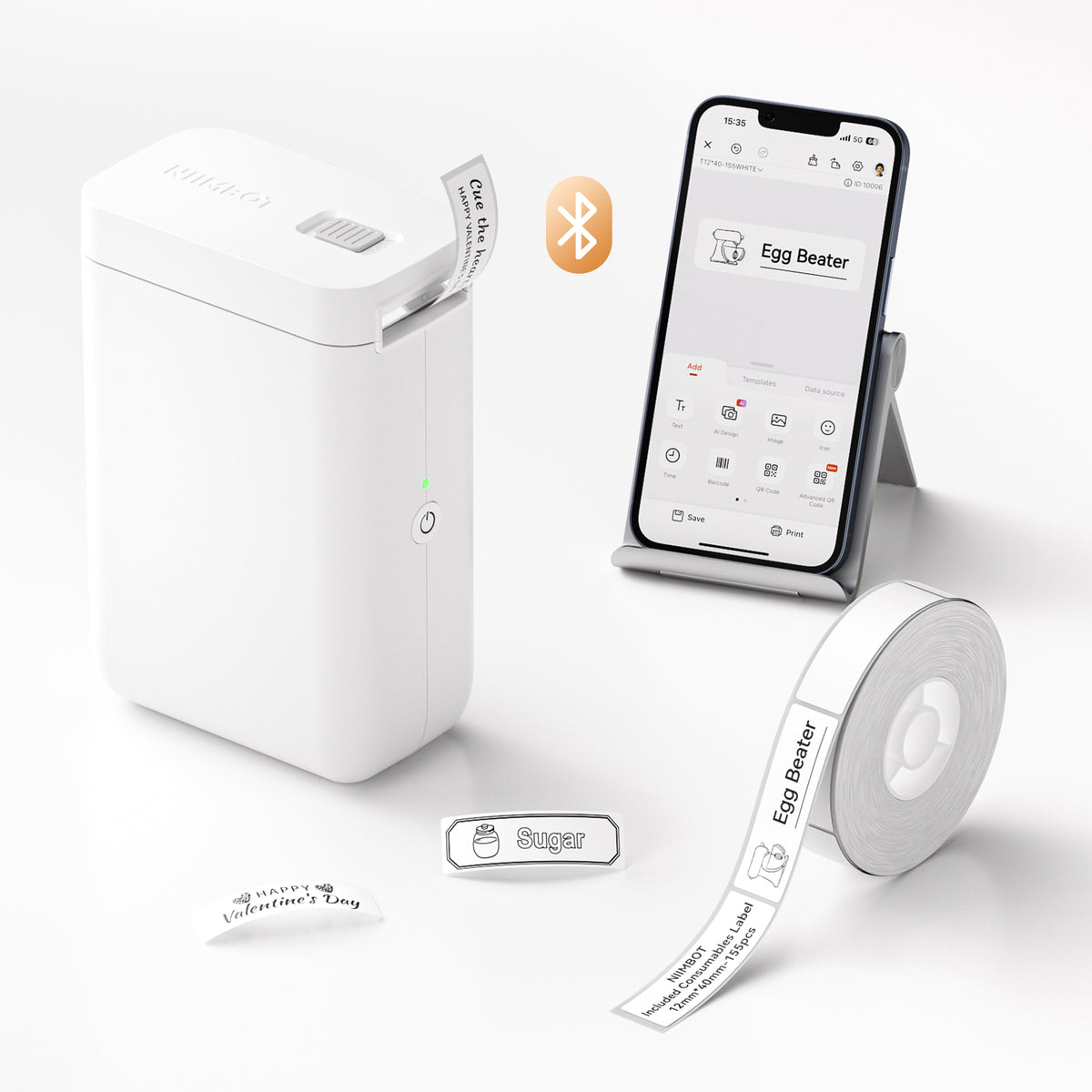 NIIMBOT - D101 Bluetooth Label Printer Incl Label Roll - White