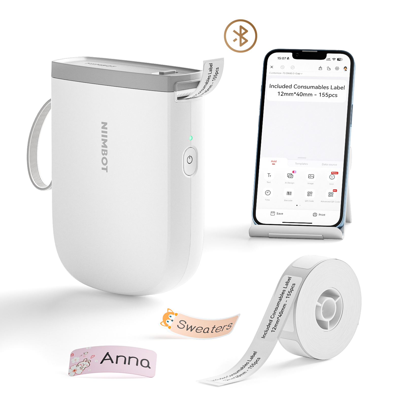 NB525 - NIIMBOT - D11_H - 300DPI - PORTABLE BLUETOOTH LABEL PRINTER INC FREE LABEL ROLL