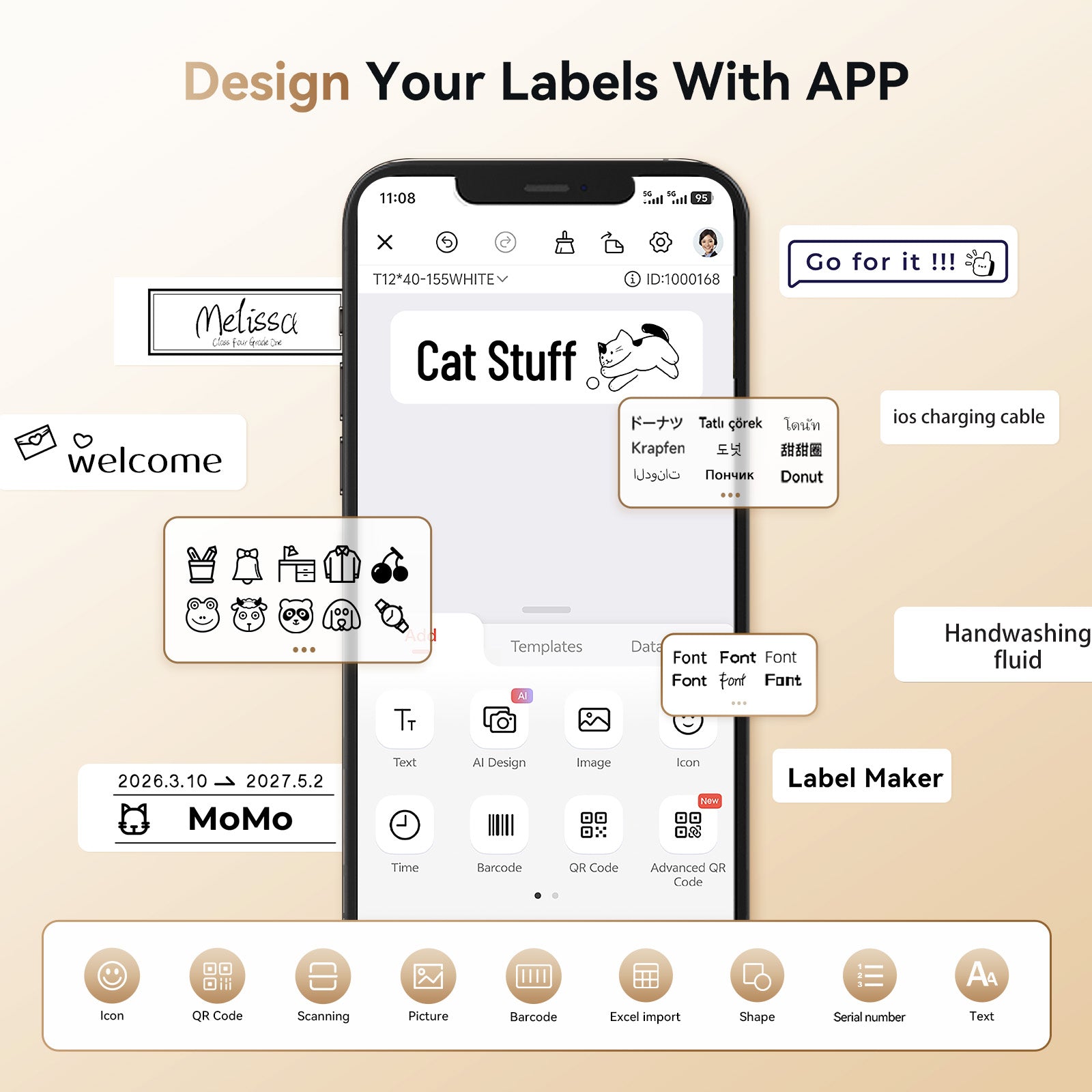 NB525 - NIIMBOT - D11_H - 300DPI - PORTABLE BLUETOOTH LABEL PRINTER INC FREE LABEL ROLL