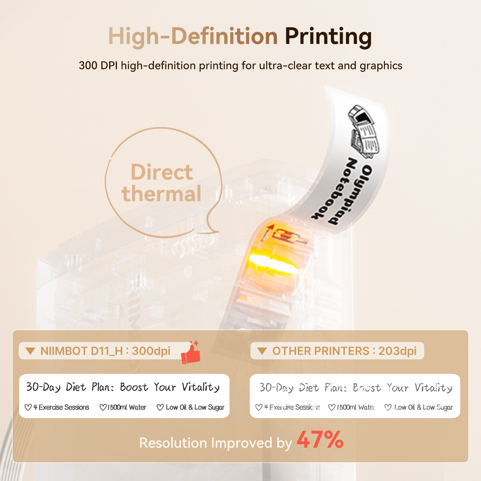 NB525 - NIIMBOT - D11_H - 300DPI - PORTABLE BLUETOOTH LABEL PRINTER INC FREE LABEL ROLL