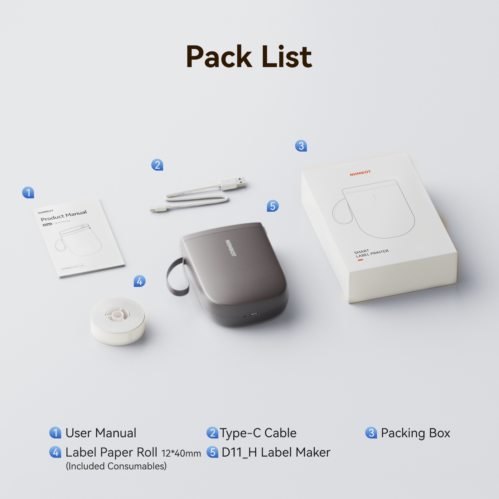 NB525 - NIIMBOT - D11_H - 300DPI - PORTABLE BLUETOOTH LABEL PRINTER INC FREE LABEL ROLL