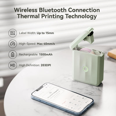NB524 - NIIMBOT - D110_M - PORTABLE BLUETOOTH LABEL PRINTER INCL FREE LABEL ROLL (12X40MM)