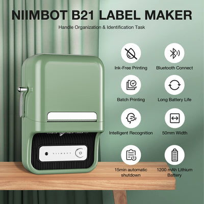NB109 - NIIMBOT - B21S - PORTABLE THERMAL LABEL BLUETOOTH PRINTER INCL FREE LABEL (50X30MM)