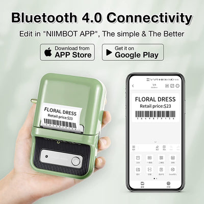 NB109 - NIIMBOT - B21S - PORTABLE THERMAL LABEL BLUETOOTH PRINTER INCL FREE LABEL (50X30MM)