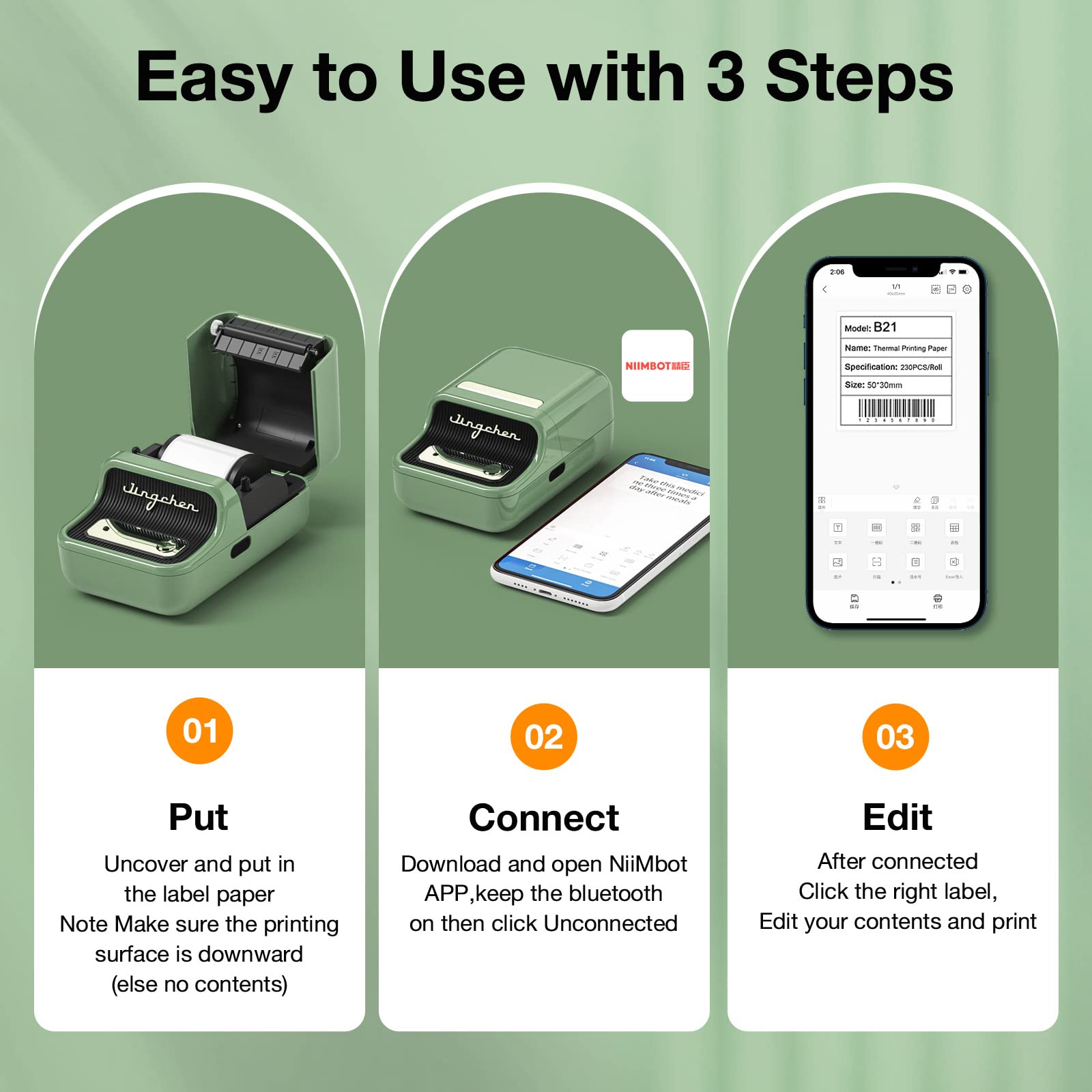 NB109 - NIIMBOT - B21S - PORTABLE THERMAL LABEL BLUETOOTH PRINTER INCL FREE LABEL (50X30MM)